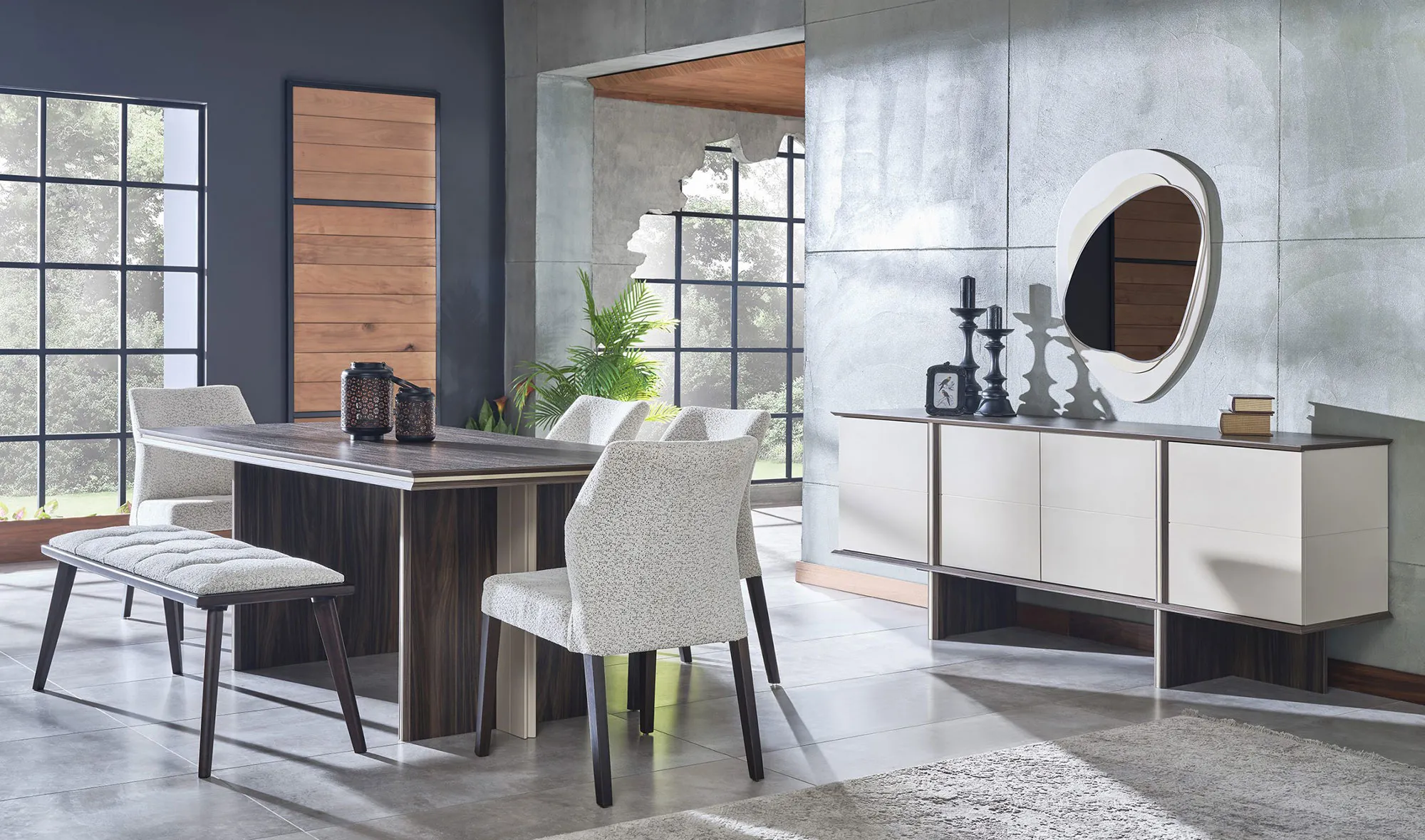Konsol + Yemek Masası + 4 Sandalye + Bench